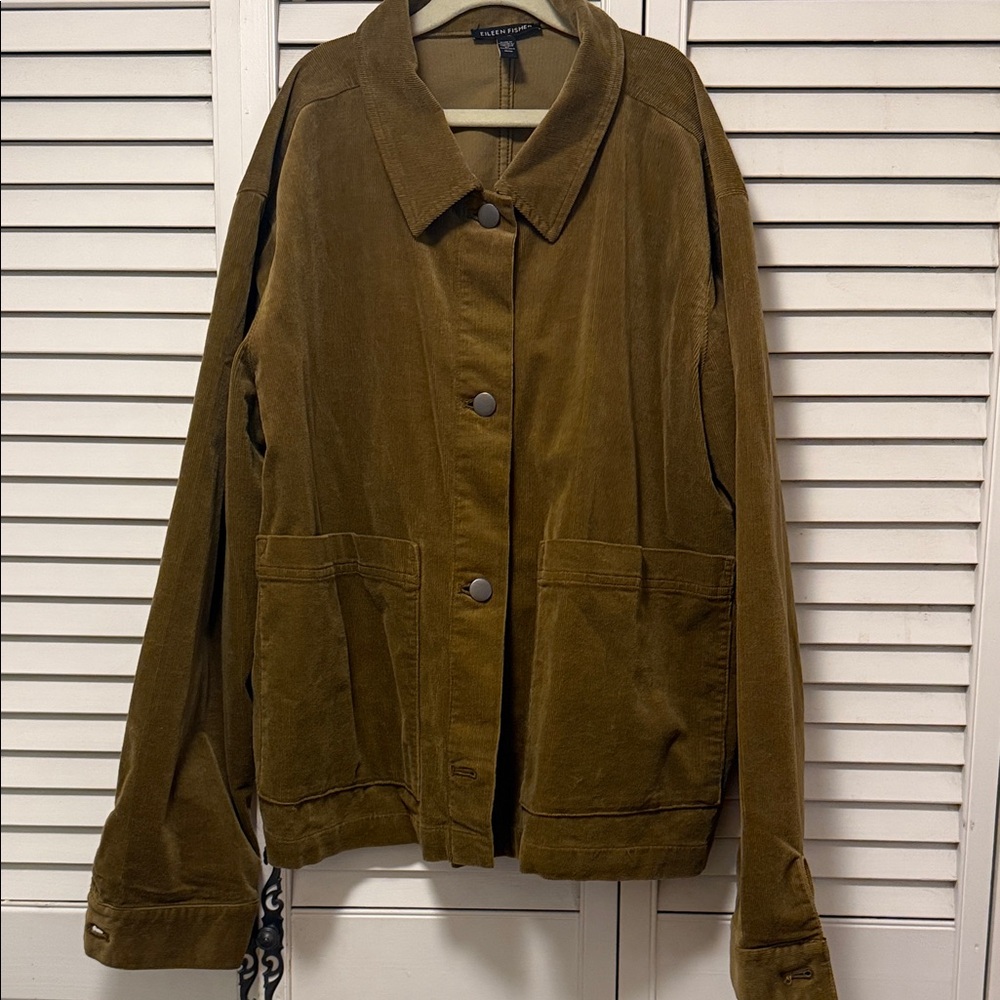 Eileen Fisher Women's corduroy Olive Utility Jacket